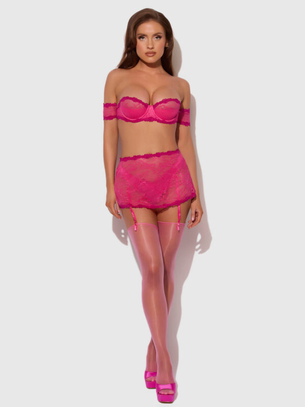 Pia Lace Skirted Open Back Garter & Tanga - Image 4