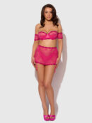 Pia Lace Skirted Open Back Garter & Tanga