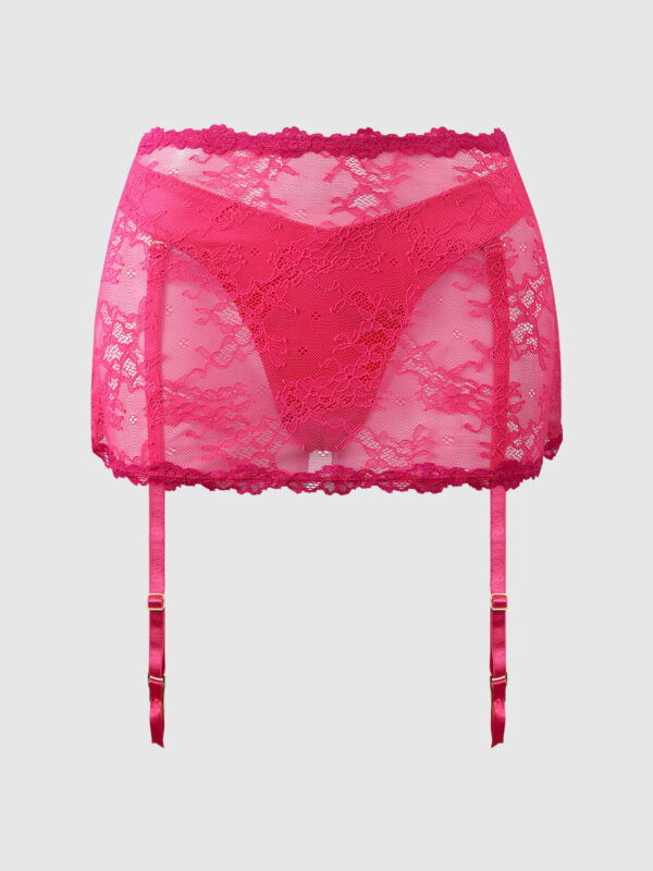 Pia Lace Skirted Open Back Garter & Tanga - Image 9