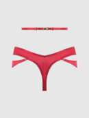 Pia Shine Mesh Open Crotch Tanga With Garters